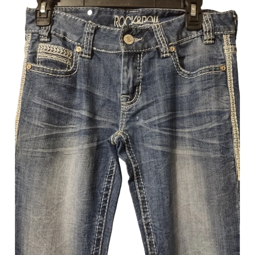 Bootcut Jeans Rock and‎ Roll Cowgirl 27x32 Western Y2K Cowgirl WD-5611 Denim Low